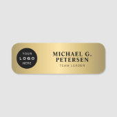 Aangepaste logo werknemer naam titel goud magnetis naamplaatje (Voorkant)