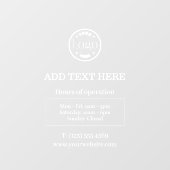 Aangepaste logo witte zakelijke openingstijden raamsticker (Vel)