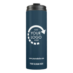 Aangepaste logo zakelijk   marineblauw thermosbeker