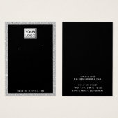 Aangepaste logo zilveren glitter-oorenkaart visitekaartje (Voorkant /achterkant)