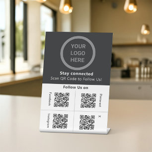 Aangepaste Logo Zwart & Wit Social Media Display Q Reclamebord Met Voetstuk