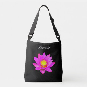 Aangepaste Lotusbloem op Zwarte Namaste Schouderta Crossbody Tas