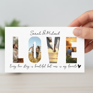 Aangepaste LOVE-fotocollagekaart voor koppels Visitekaartje