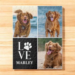 Aangepaste Love Hond Liefhebber Naam Foto Collage Legpuzzel