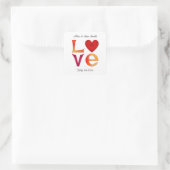 Aangepaste LOVE Square Bruiloft Datum Viering Datu Vierkante Sticker (Tas)