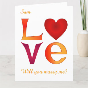 Aangepaste LOVE Square Huwelijksaanzoek op wit Kaart
