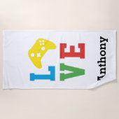 Aangepaste LOVE Video Game Controller Strandlaken (Voorkant)