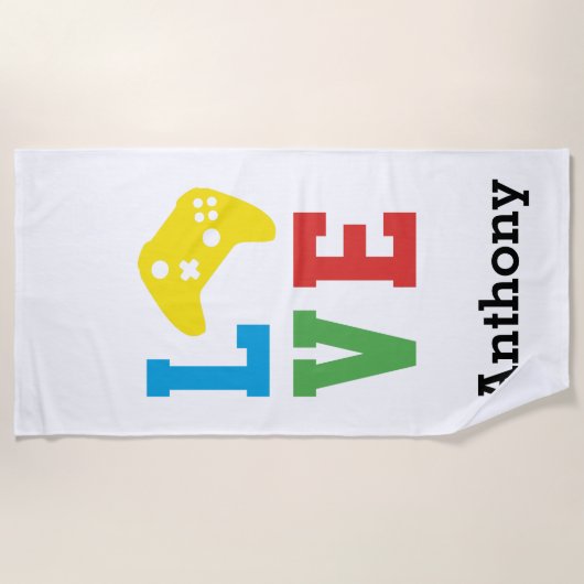 Aangepaste LOVE Video Game Controller Strandlaken (Voorkant)