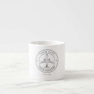 Aangepaste Luchtvaart Paspoort Stempel Reis Espresso Kop