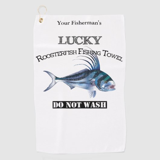 Aangepaste Lucky Roosterfish Vissen Towel Golfhanddoek (Voorkant)