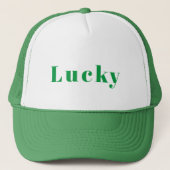 Aangepaste Lucky Text Gedrukt Handsome-Pet Groen W Trucker Pet (Voorkant)