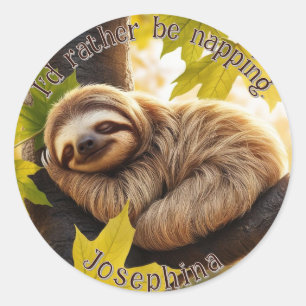 Aangepaste luiaard baby slapen grappige offerte ronde sticker