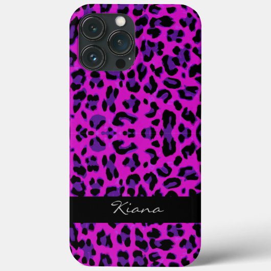Aangepaste luipaard afdrukmagenta Case-Mate iPhone case (Achterkant)