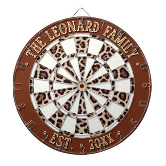 Aangepaste Luipaard Dierprint, Wit, Bruin, Beige Dartbord