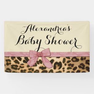 Aangepaste luipaard roze rommel Baby shower Spandoek