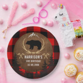 Aangepaste Lumberjack Birthday Papieren Bordje (Feest)