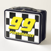 Aangepaste lunchbox van kind met geveegde racevlag (Voorkant)