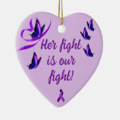 Aangepaste Lupus ondersteunt Paars hart Keramisch Ornament (Rechts)