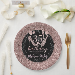 Aangepaste Luxe 35th Birthday Glitter Papieren Bordje