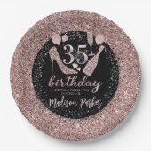 Aangepaste Luxe 35th Birthday Glitter Papieren Bordje (Voorkant)