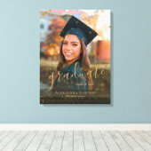 Aangepaste Luxe Confetti Glitter Afstuderen foto Canvas Afdruk (Insitu (Houten vloer))