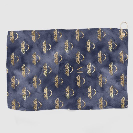 Aangepaste luxe gouden bijenmars Nachtelijke hemel Golfhanddoek (Horizontaal)