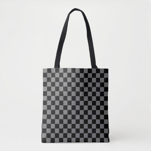 Aangepaste luxe grijs/zwarte gecheckte Canvas tas (Voorkant)