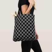 Aangepaste luxe grijs/zwarte gecheckte Canvas tas (Dichtbij)