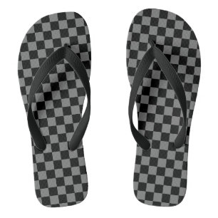 Aangepaste luxe grijze/zwarte geruite slippers teenslippers