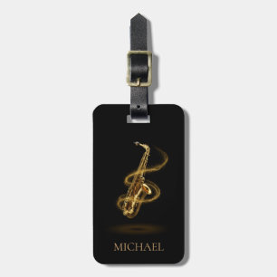 Aangepaste luxe muzikant zakelijk gouden saxofoon bagagelabel