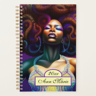 Aangepaste luxe zwarte damesplank planner