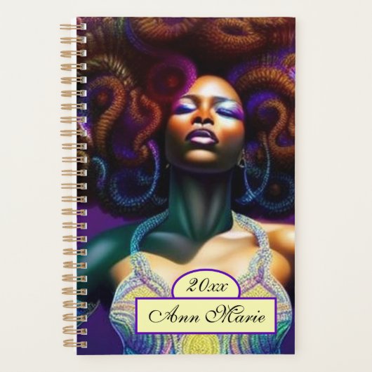 Aangepaste luxe zwarte damesplank planner (Voorkant)