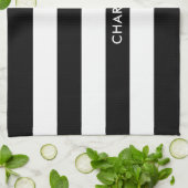 Aangepaste luxe zwarte en witte streep theedoek (Gevouwen)