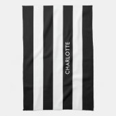 Aangepaste luxe zwarte en witte streep theedoek (Verticaal)