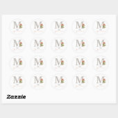 Aangepaste M-naam Floral Flower Classy Letter M Mo Ronde Sticker (Vel)