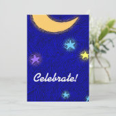 Aangepaste maan en sterren feest uitnodiging (Staand voorkant)