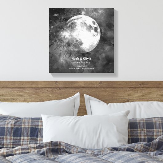 Aangepaste Maan Fase Print Bruiloft Monogram (Insitu (Slaapkamer))