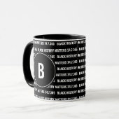 Aangepaste maand zwart monogram mok (Voorkant links)