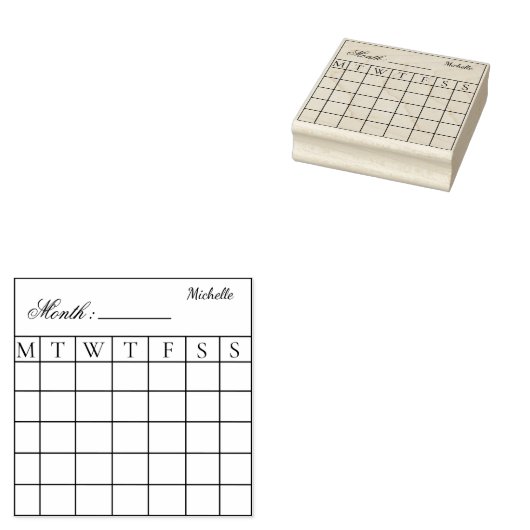Aangepaste maandelijkse agenda planner rubberstempel (Gestempeld)