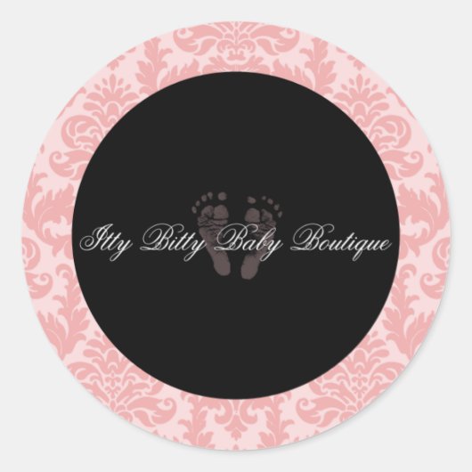 Aangepaste Mackenzie Damask Chic ronde Sticker (Voorkant)