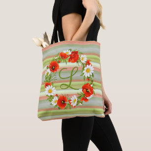 Aangepaste Madeliefjes Klaprozen Monogram Bloemenk Draagtas