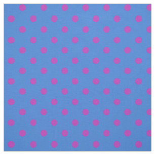 Aangepaste Magenta Polka-punten op blauwe patroons Stof