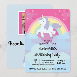 Aangepaste Magische Unicorn Birthday met Foto Kaart