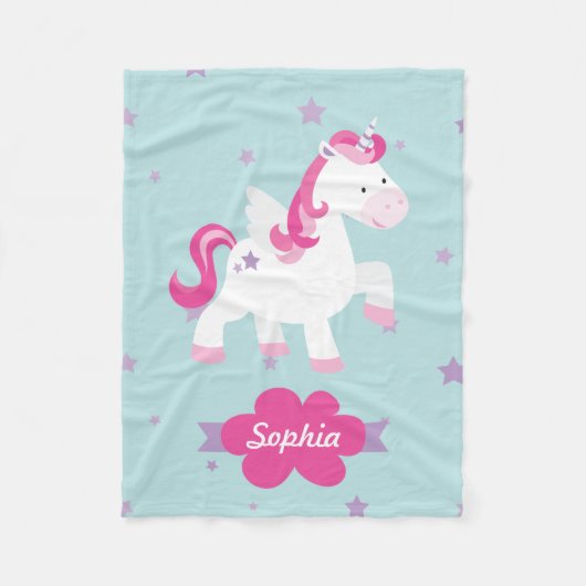 Aangepaste magische Unicorn Fleece Blanket Deken (Voorkant)