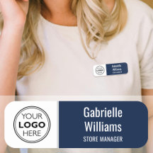 Aangepaste magnetische naam Tag Logo Employee Navy