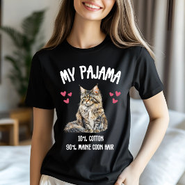 Aangepaste Maine Coon Pajama Art T-shirt