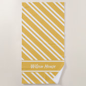 Aangepaste maïsgele en witte strepen strandlaken (Voorkant)