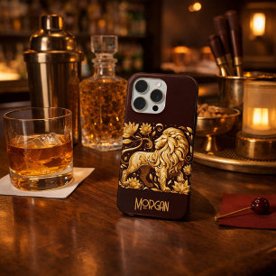 Aangepaste Majestic Gouden Leeuw iPhone 15 Pro Hoesje