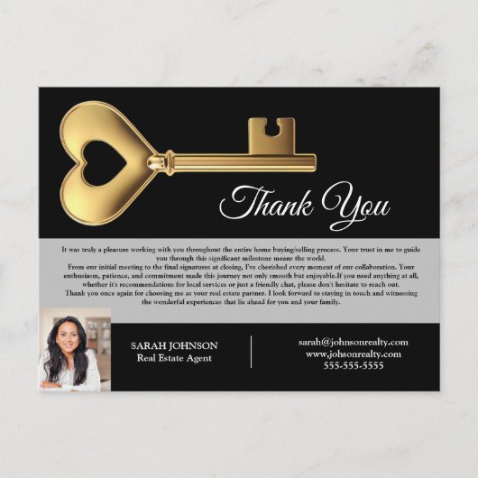 Aangepaste makelaar in onroerend goed Bedankt aan Briefkaart (Voorkant)