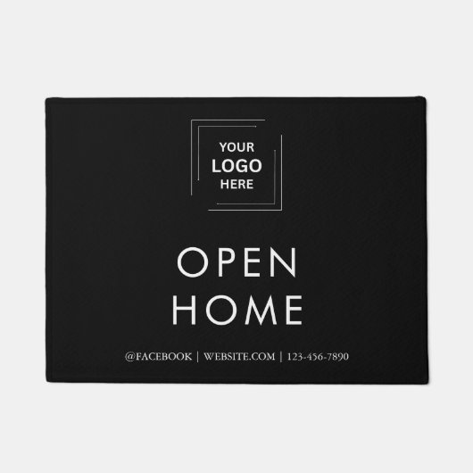 Aangepaste makelaar logo open huis entree mat (Voorkant)